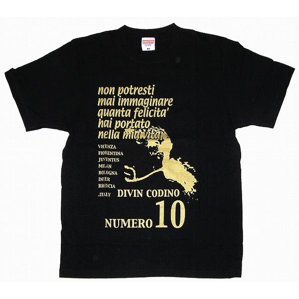 La Hinchada Loca ロベルト・バッジオTシャツ 黒×ゴールド