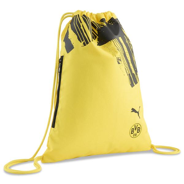 2025-2026年ドイツ・ブンデスリーガ、ボルシア・ドルトムントのジムサック。【素材】本体：ポリエステル【カラー】01：ファスターイエロー×プーマブラック【発売時期】2025年秋冬