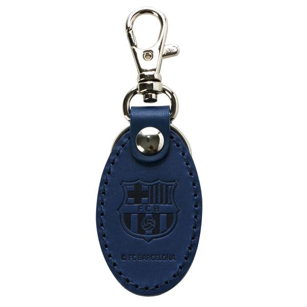 ラ・リーガ FCバルセロナのクラブのエンブレムが型押し加工された本革レザーキーホルダー。【素材】天然皮革/メタル【サイズ】全長 約6cm