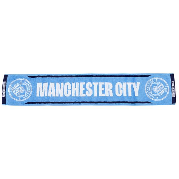 プレミアリーグ マンチェスターシティのサポーター定番アイテム、タオルマフラー。【素材】綿【サイズ】約110×20cm