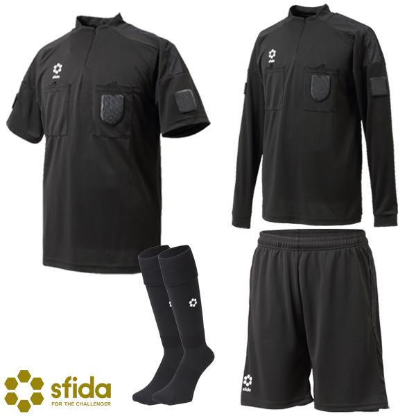 sfida サッカーレフェリー用ウェア半袖パンツソックス ブラック XL セット SFIDA（スフィーダ） レフェリーシャツ 長袖 半袖 パンツ ソックス