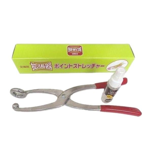 ・靴の中で指やつま先があたって痛い部分を集中的に伸ばします。・百貨店の靴売り場や靴専門店での定番のアイテムです。・革をやわらかくして伸ばしやすくする「皮革柔軟剤」をセットにしたお買い得セットです。