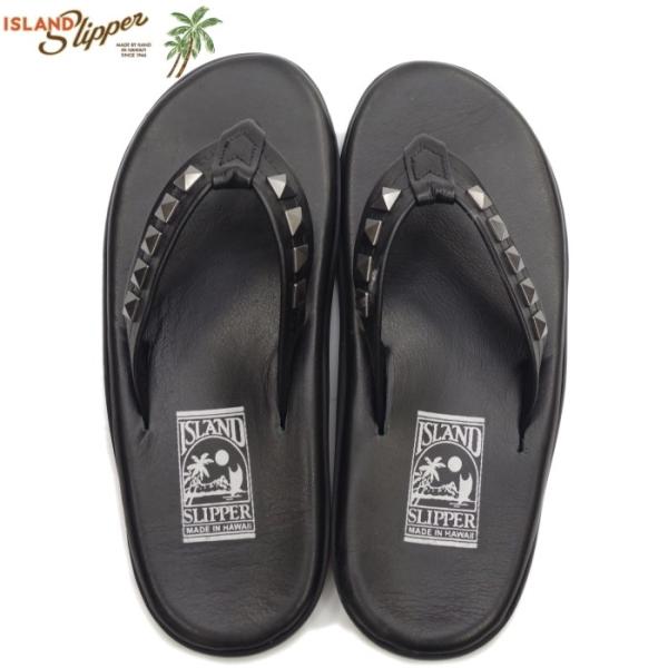 【美品】アイランドスリッパ　黒　トング　レザ　ー　サンダル　9 ISLAND SLIPPER（アイランドスリッパ）PT202（レザートング