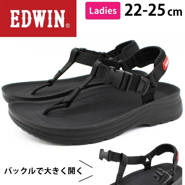 EDWIN（エドウィン） サンダル レディース 靴 黒 ブラック スポーツ