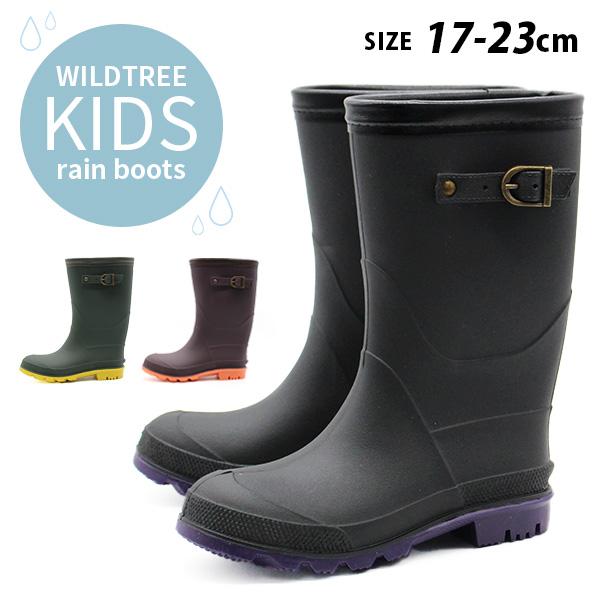 WILDTREE レインブーツ キッズ 子供 長靴 黒 ブラック カーキ ブラウン