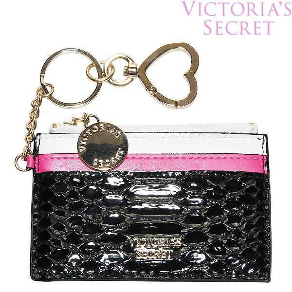 ヴィクトリアシークレット キーホルダー Victoria's Secret カードケース パスケース ミラー付き ブラック