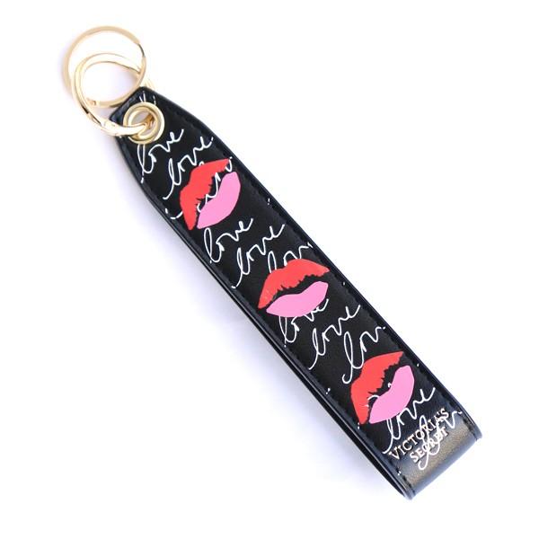 ヴィクトリアシークレット キーホルダー Victoria's Secret ビクトリアシークレット キーリング ブラック Lip kissマーク 唇