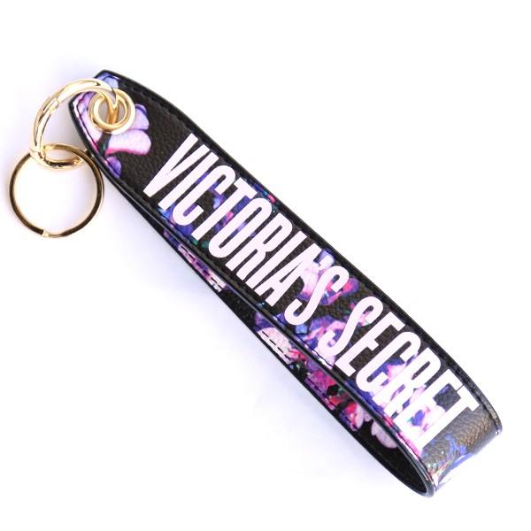 ヴィクトリアシークレット キーホルダー Victoria's Secret ビクトリアシークレット キーリング ブラック 花柄