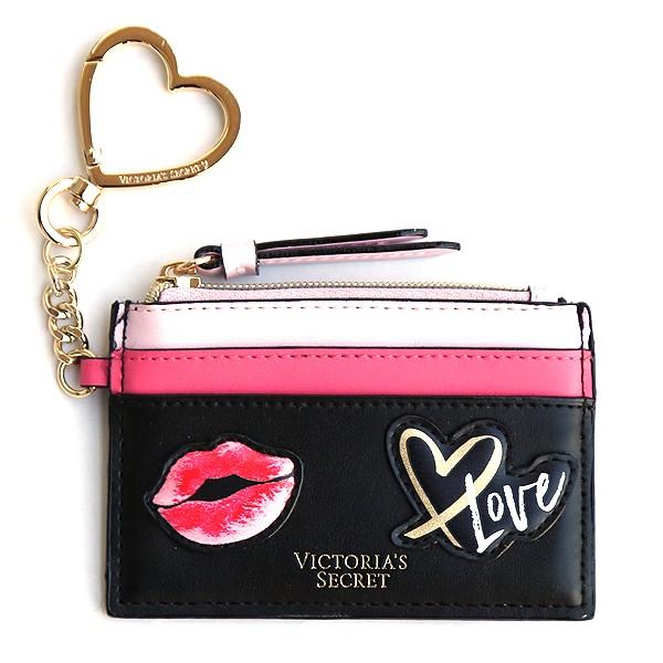 ヴィクトリアシークレット キーホルダー カードケース Victoria's Secret キーリング ビクトリアシークレット IDケース ブラック ピンク