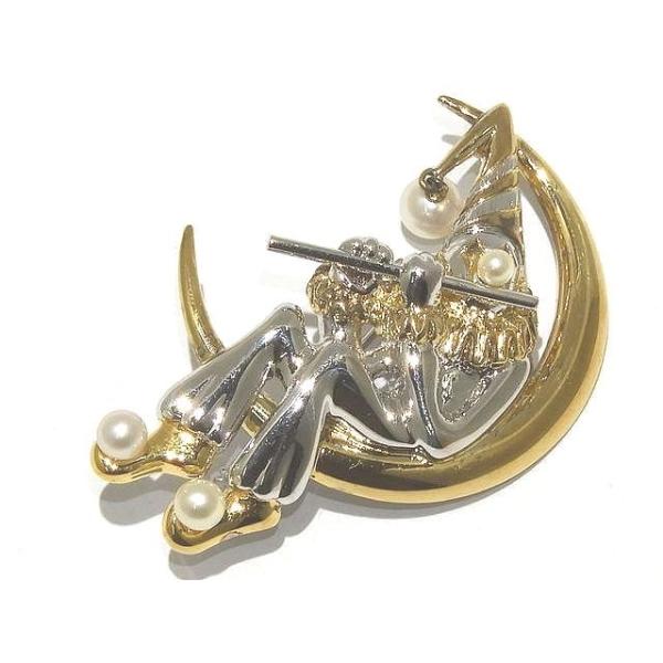 MIKIMOTO（ミキモト） 美品 レディース ブローチ ☆ 笛を吹くピエロ