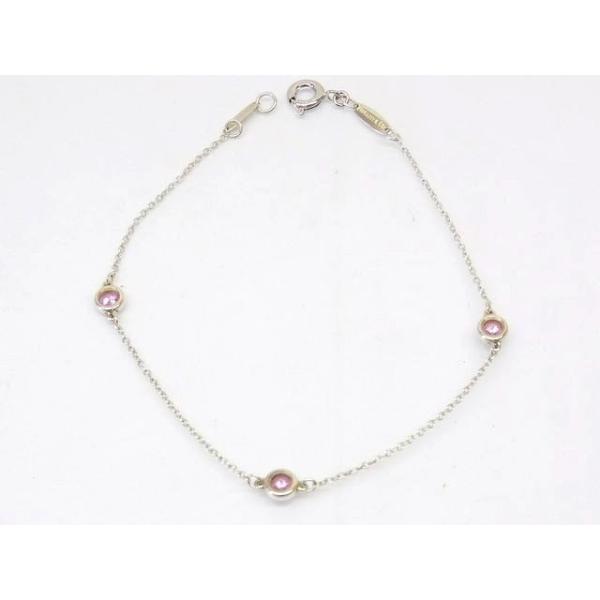 美品 ティファニー ピンクサファイア 枠込み4.5mm ブレスレット