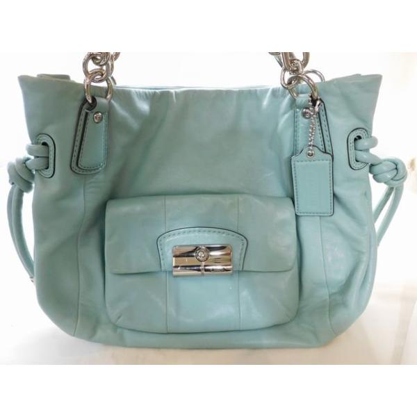 COACH コーチ 14758 □ レザー ライトブルー系 ハンドバッグ