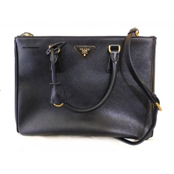 極美品 PRADA プラダ □ ガレリア サフィアーノレザー トライアングル