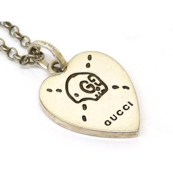 GUCCI 〔グッチゴースト〕 シルバー ハート ネックレス グッチ □ ゴーストハート ネックレス シルバー 925 9.4g スカル