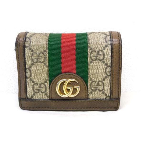 グッチ オフィディア GG □ ミニウォレット 523155 ベージュxブラウン