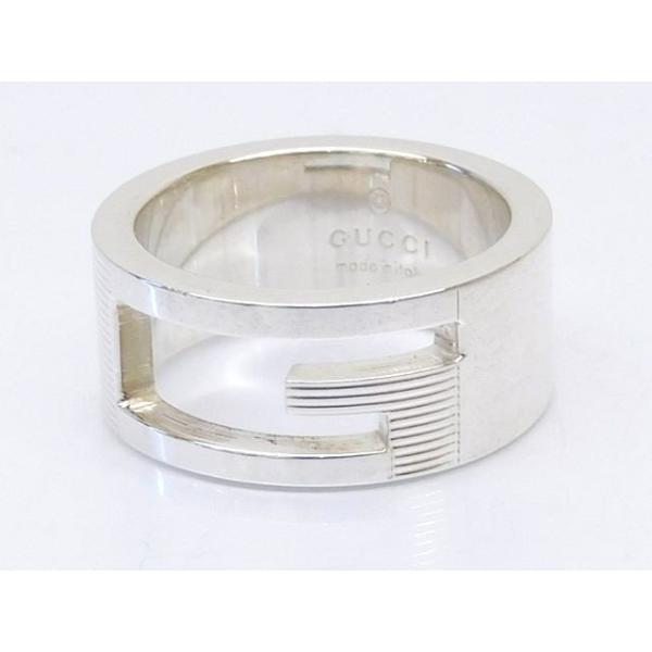 美品 GUCCI グッチ □ Gくり抜き リング 指輪 シルバー925 表記サイズ8