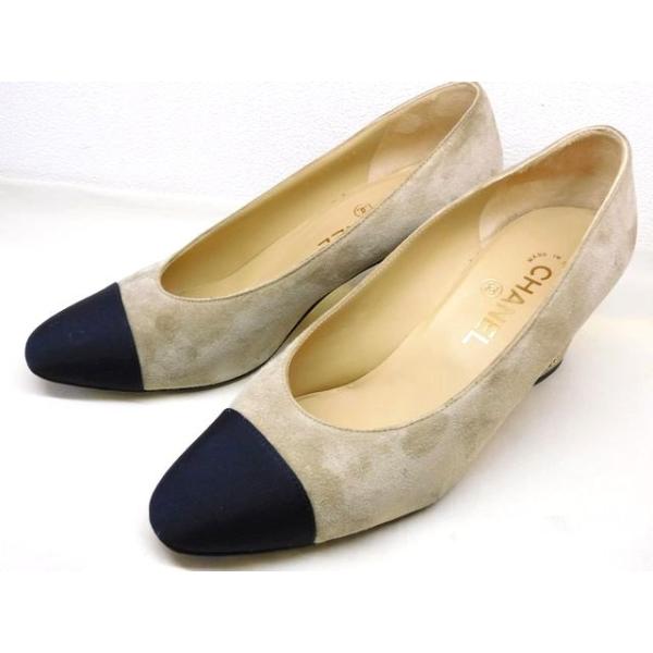美品 シャネル CHANEL □ 37 1/2 C 約24cm G31749 パンプス スエード