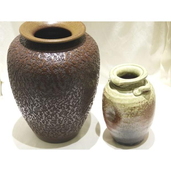 美品 信楽焼 花瓶 2個セット ◇ 花入れ フラワーベース 利山作 窯変