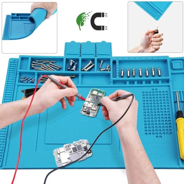 作業マット シリコンゴム材質 耐熱(500℃) 断熱 耐腐食 絶縁 毒成分なし マグレット付き 半田付け 電子分解修理などに大活躍な耐熱マット