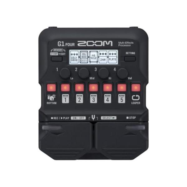 ZOOM ズーム G1 FOUR ギター用マルチエフェクター ブラック 黒 60種以上のエフェクト＆アンプモデル、ルーパー、ドラムマシンを内蔵 13種