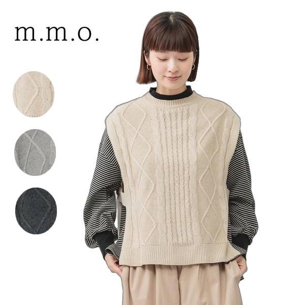 m.m.o ケーブル柄ベスト ニット かぶり ウールミックス レディース 30