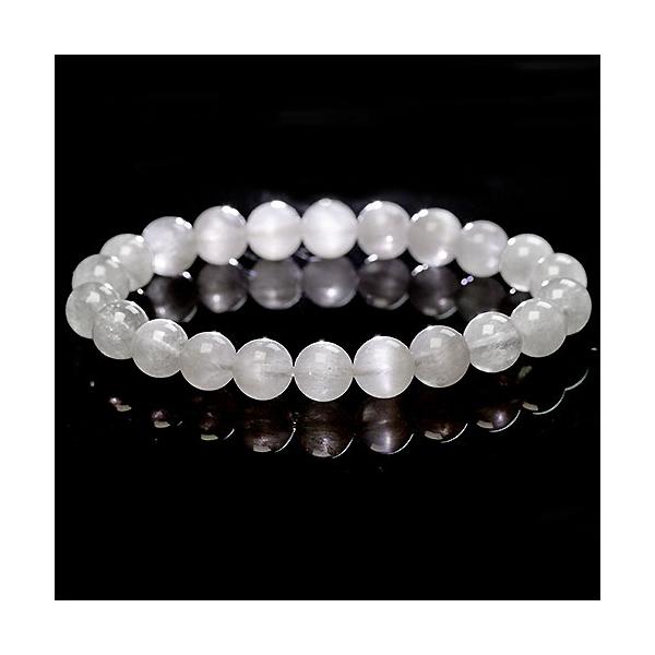 K1685-8m〕約8mm ホワイトサゲニティッククォーツ ブレスレット