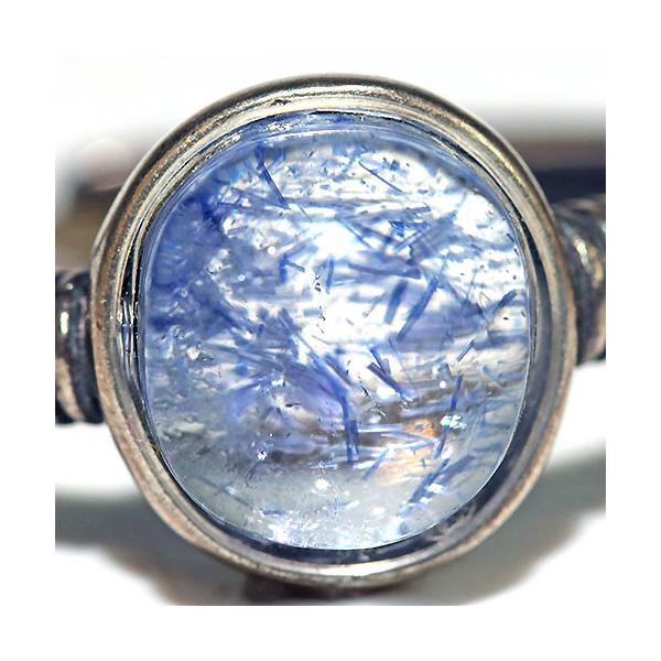 R433〕デュモルチェライトインクォーツ SV925 リング 指輪 フリー