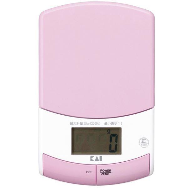 薄型クッキングスケール/計量器 〔デジタル〕 コンパクト 2kg計量 ピンク 『貝印』