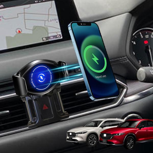 【ワイヤレス充電・スマホホルダー】oricarmes 電動型 マツダ CX-5 2代目 KF/CX-8 KG スマホスタンド 急速充電 縦横向き可 3