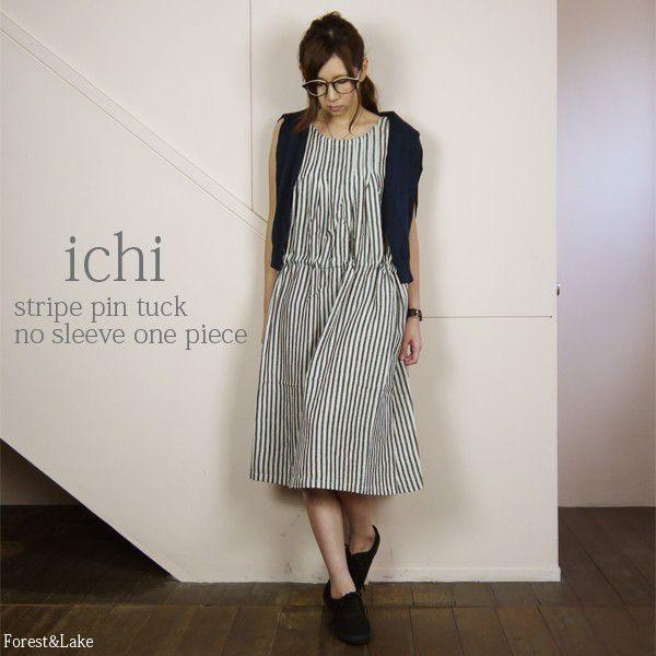 Ichi イチ ストライプ ピンタック入りノースリーブワンピース 綿麻 ナチュラル服 Buyee Buyee 日本の通販商品 オークションの代理入札 代理購入