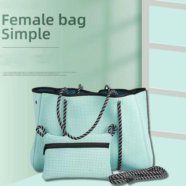 トートバッグネオプレンバッグポーチ付き大きめ大容量収納収納力抜群レディースバッグダイバー素材ネオプレーントートバッグシンプル合わせ