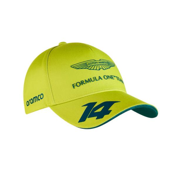 キッズ用 アストンマーティン アラムコ コグニザント F1 チーム オフィシャル フェルナンド アロンソ ベースボール キャップ 帽子 ライム イエロー F1 子供