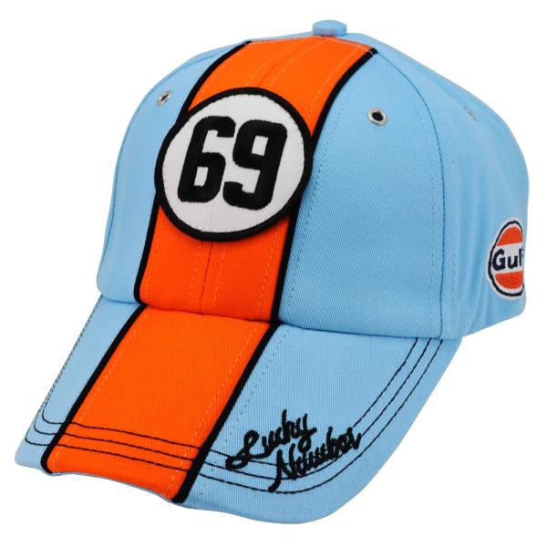 コカコーラ　レーシング風キャップ　スポーツ　バイク・カースポーツ　レース　ゴルフ Gulf ガルフ レーシング オフィシャル ラッキーナンバー キャップ