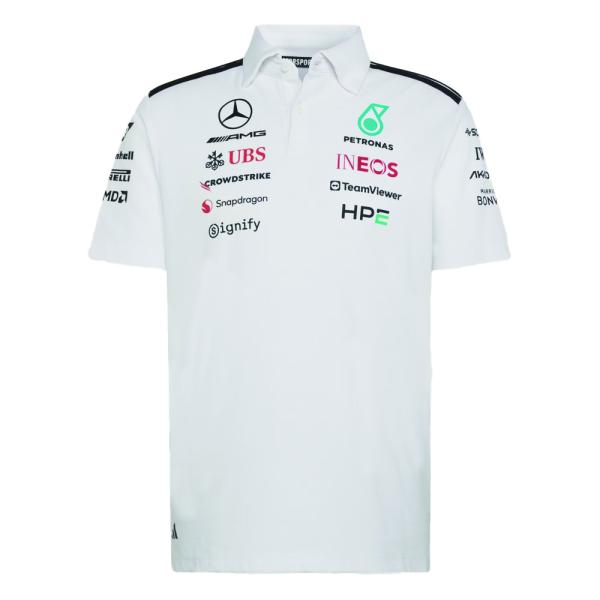 2026メルセデスAMG ポロシャツF1 Lサイズ Men's 2026 Team Polo Shirt - White | Official Mercedes-AMG