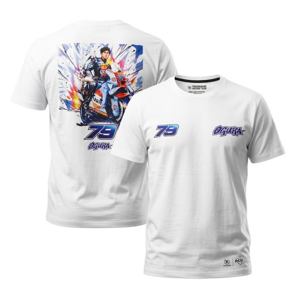 2026 トラックハウス レーシング 小椋 藍 #79 カラフル ヒーロー Tシャツ ホワイト MotoGP Trackhouse Racing Ai Ogura 公式 グッズ ウェア 半袖 白