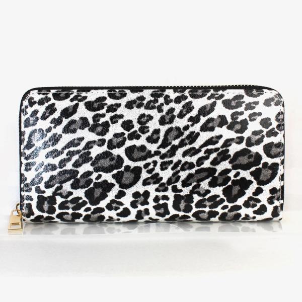 ヒョウ柄ラウンドファスナー長財布 12603 SV レディース財布 メンズ