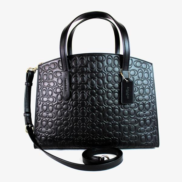新品保管✨COACH コーチ チャーリー　キャリーオール28 レザー　ブラック COACH コーチ 29529 チャーリー キャリーオール 28 ハンドバッグ