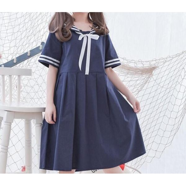セーラーワンピース マリンセーラーワンピース レディース マリンセーラー 団体服 半袖 通学フレア学院風シャツワンピ 夏ロリータ 森ガール 海軍風 Buyee Buyee 日本の通販商品 オークションの代理入札 代理購入