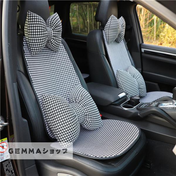 シートカバー 車用 カーシートカバー 座席シート 自動車 簡単装着 クッション 腰枕 チェック柄 格子縞 ハンドルカバー 滑止め 単品/セット素材： ポリエステル3点セット内容（前シートカバー*2　後ろシートカバー*1）5点セット内容（前シ...