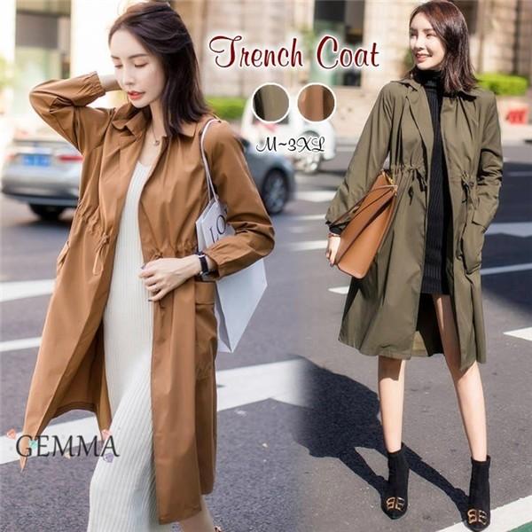 トレンチコート レディース ロング 薄手 初秋 ゆったり 大きいサイズ 軽い 秋冬 アウター スプリングコート ボタンなし Qaz18 Gemma 通販 Yahoo ショッピング