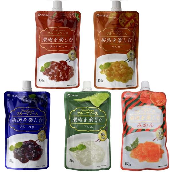 マンゴー果肉を35％、ストロベリー果肉を40％、アロエの葉肉を55％、ブルーベリー果肉を28％、みかん果肉を25％、使用したちょっと贅沢なフルーツソース。さわやかな朝の食卓に、ホームメイドのお菓子の仕上げに、一家団欒のデザートに・・・ヨーグ...