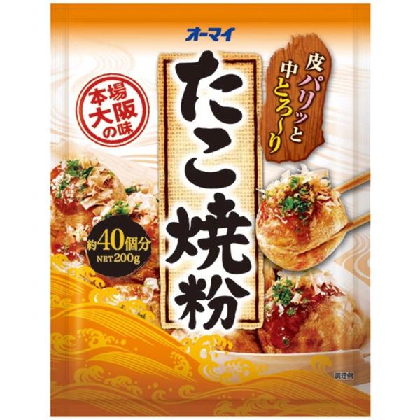 皮はパリっと、中はとろ〜り焼きあがるたこ焼粉。本場大阪風のたこ焼がご家庭で手軽においしく作れます。約40個分。