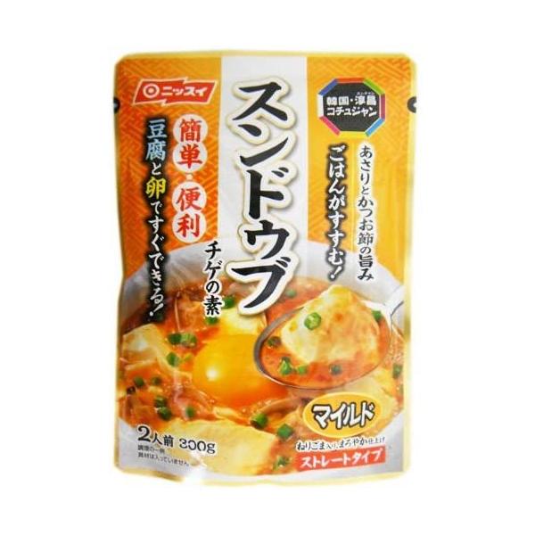 あさり、ほたて、かつおの3種の魚介旨みだし魚介だしと野菜の旨みにねりごまを加え、辛さを抑えたまろやかな味。豆腐と卵のほか、お好みの具材を加えて、煮込むだけ！ストレートタイプ（2人前）。レトルトパウチ入り