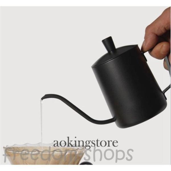 コーヒードリップポット350ML600MLステンレスドリップケトルハンドドリップコーヒーポットファイン口ポットブラックzh-110