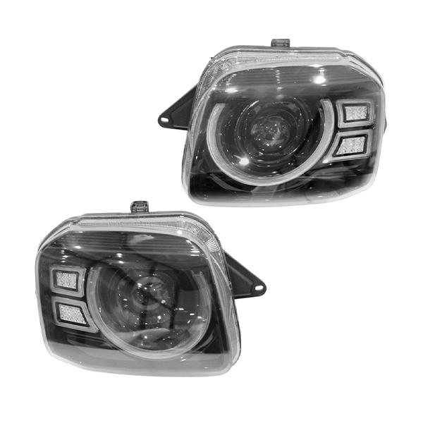 ジムニーjb23 社外ヘッドライト　イカリング ディフェンダー風 LED イカリング ヘッドライト 左右セット