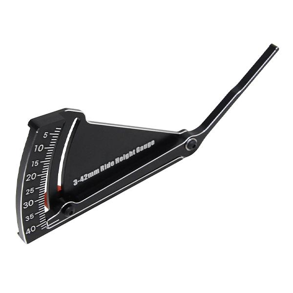 【商品詳細】・仕様：【測定方法】シャーシの下に当てるだけで針の部分がスライドして目盛を示してくれます。【計測可能幅】3mm〜42mm【商品説明】新品 アルミ 車高ゲージ 3mm〜42mm パーツ シャーシ ラジコン ドリフト鬼キャン ドリパ...