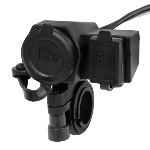 バイク用 シガーソケット USBポート USB 端子 12V 10A 防水カバー付き スマホ ナビ ETC 充電 電源 取り出し キット