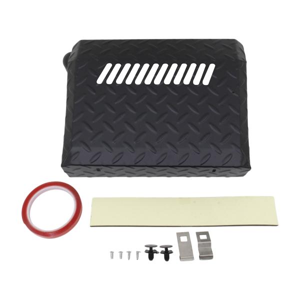 バッテリーカバー ステンレス ブラック 黒 縞模様 ハイゼットトラック S200 S210 S500P S510P H26.9- 標準車 ジャンボ 共通 取付部品付き
