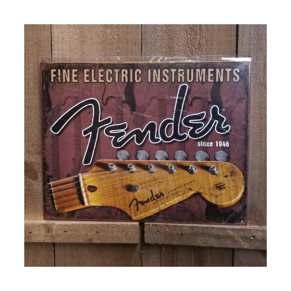 ギタリストならだれでもあこがれる？！ギブソン社と並ぶ世界屈指のギターメーカー、フェンダー　のブリキ看板です！【ブリキ看板・サインボード】日本では、ブリキ看板と呼ばれることが多いですが、アメリカでは TIN PLATE. SIGN BOARD...