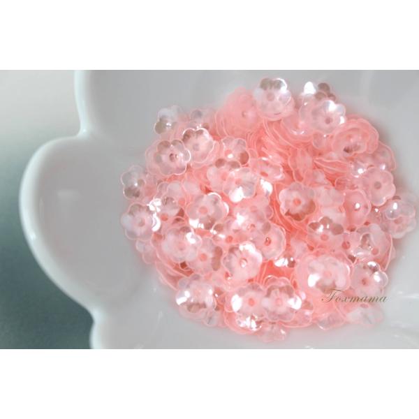 スパンコール 約300枚(約3.5g) 花カップ 7mm 半透明 ピンク (SFC070PKJWHS)